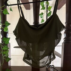Olive Green Mesh Layered Top NWT SHEIN